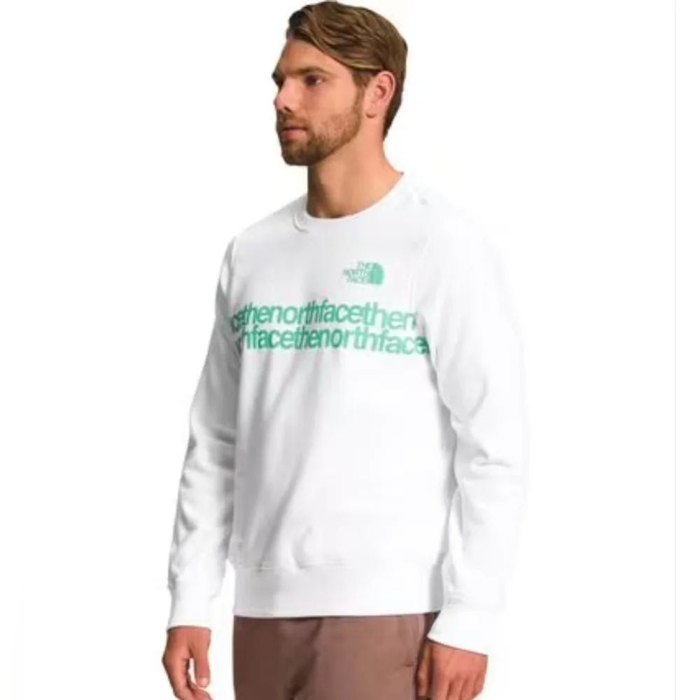 The North Face Mens Crew Sweatshirts TNF White & Chlorophyll Green size Small